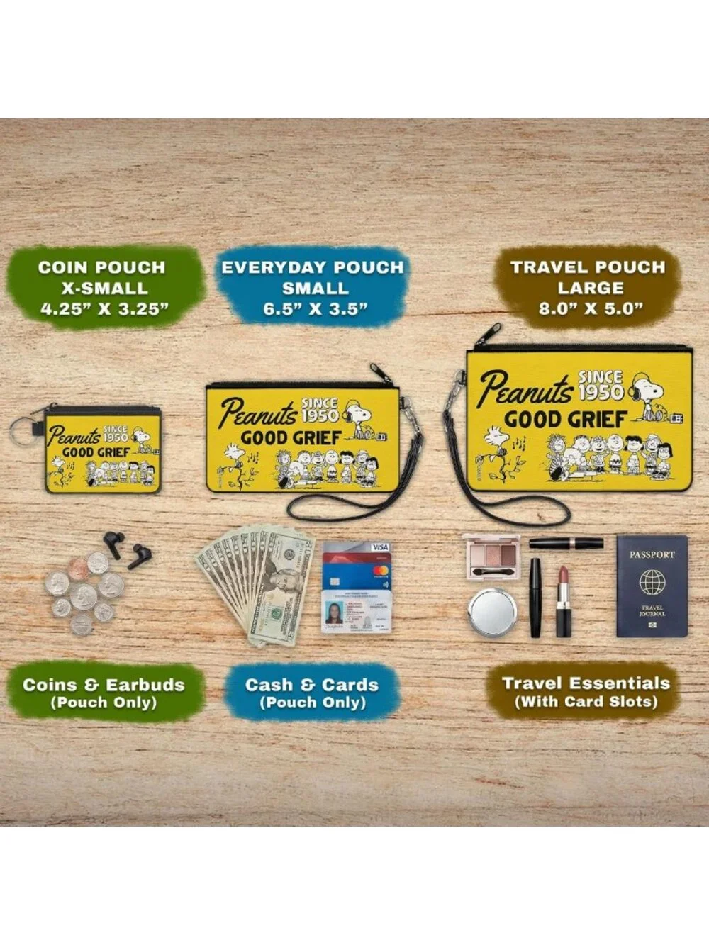 Peanuts Canvas Zipper Wallet - Cute, Durable, Perfect for Everyday Use & Travel
